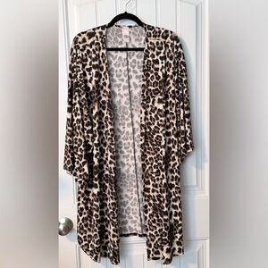 Pink Coconut Leopard Print Women's Kimono/Beach coverup XXL